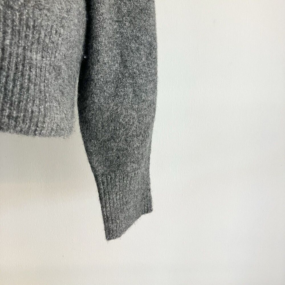 Zara Off Shoulder Sweater Sz Medium Charcoal Gray Metal Ring Quiet Luxury - Picture 6 of 8